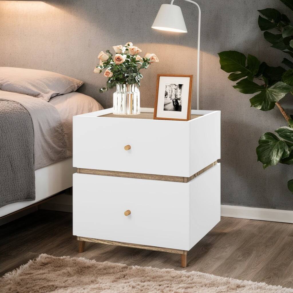 Kadyn - Nightstand, Night Stand,2-Drawer Modern Nightstand with Storage for Living Room Bedroom - White