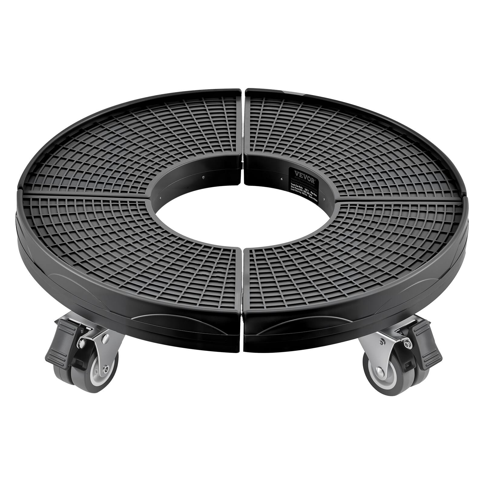 Alt View 5. VEVOR - Trash Can Dolly with 4 Lockable Wheels, 440lbs Weight Capacity, Round Trash Can Roller Base, 15-22.8 in Adjustable - Black.