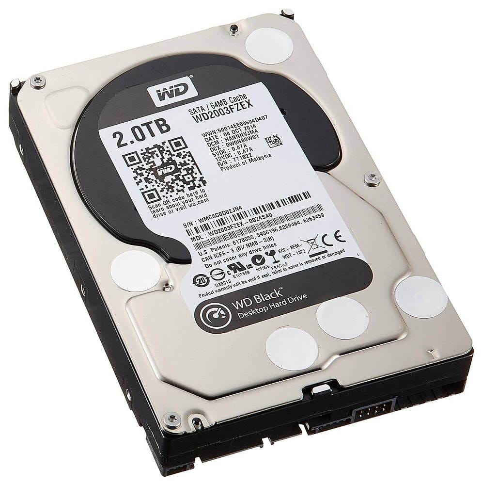 Alt View 14. WD - Black 2TB Internal SATA Hard Drive (OEM/Bare Drive) for Desktops - Black/Silver.