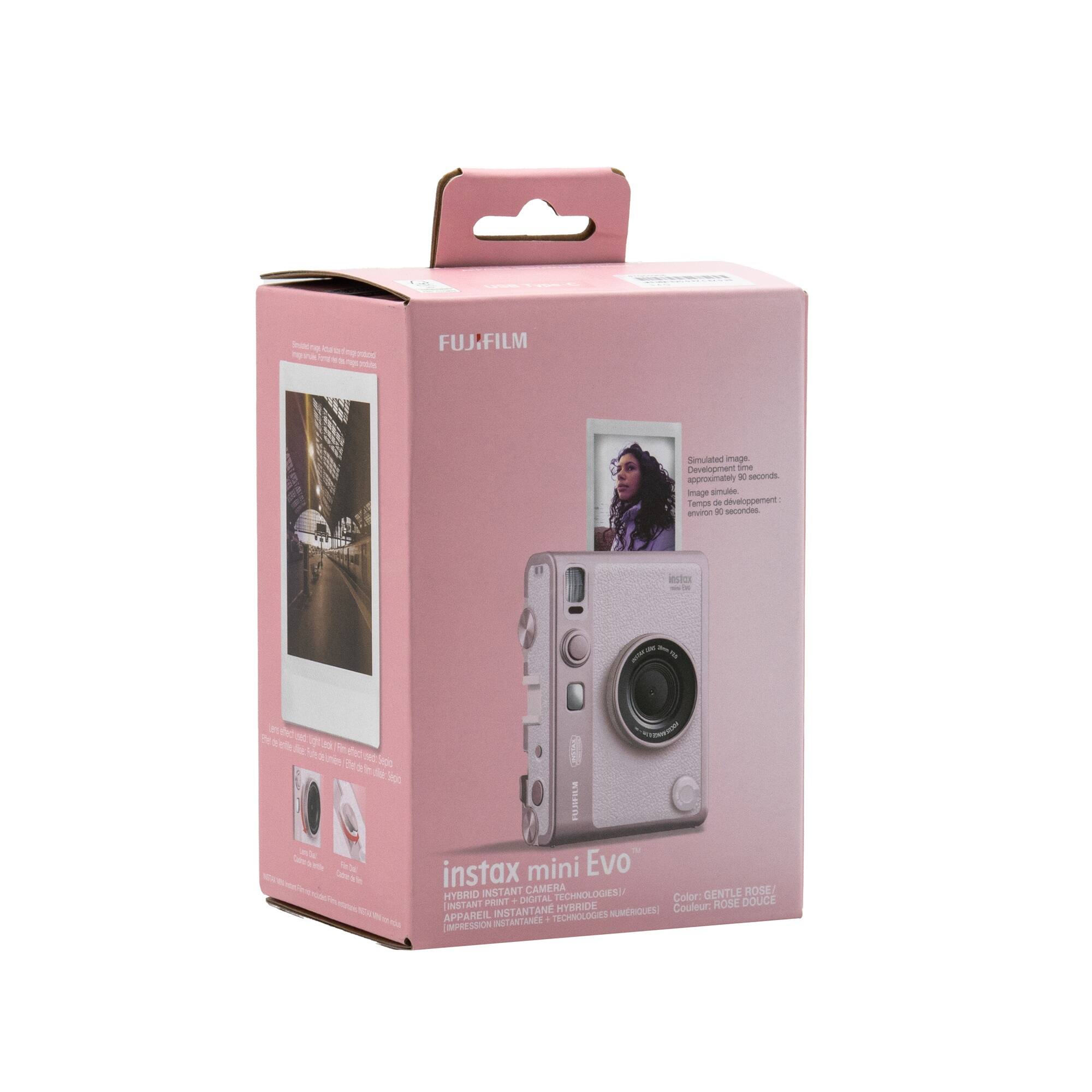 Use Type-C  
FUJIFILM  
Simulated image. Development time approximately 90 seconds. Image simule. Temps de développement: environ 90 secondes.  
ESTRIENTION FUJIFILM instax mini Evo HYBRID INSTANT CAMERA TECHNOLOGIES)/ GENTLE ROSE! PRINT DIGITAL Color: DOUCE [INSTANT INSTANTANE HYBRIDE Couleur: ROSE APPAREIL TECHNOLOGIES NUMÉRIQUES) IMPRESSION INSTANTANÉE