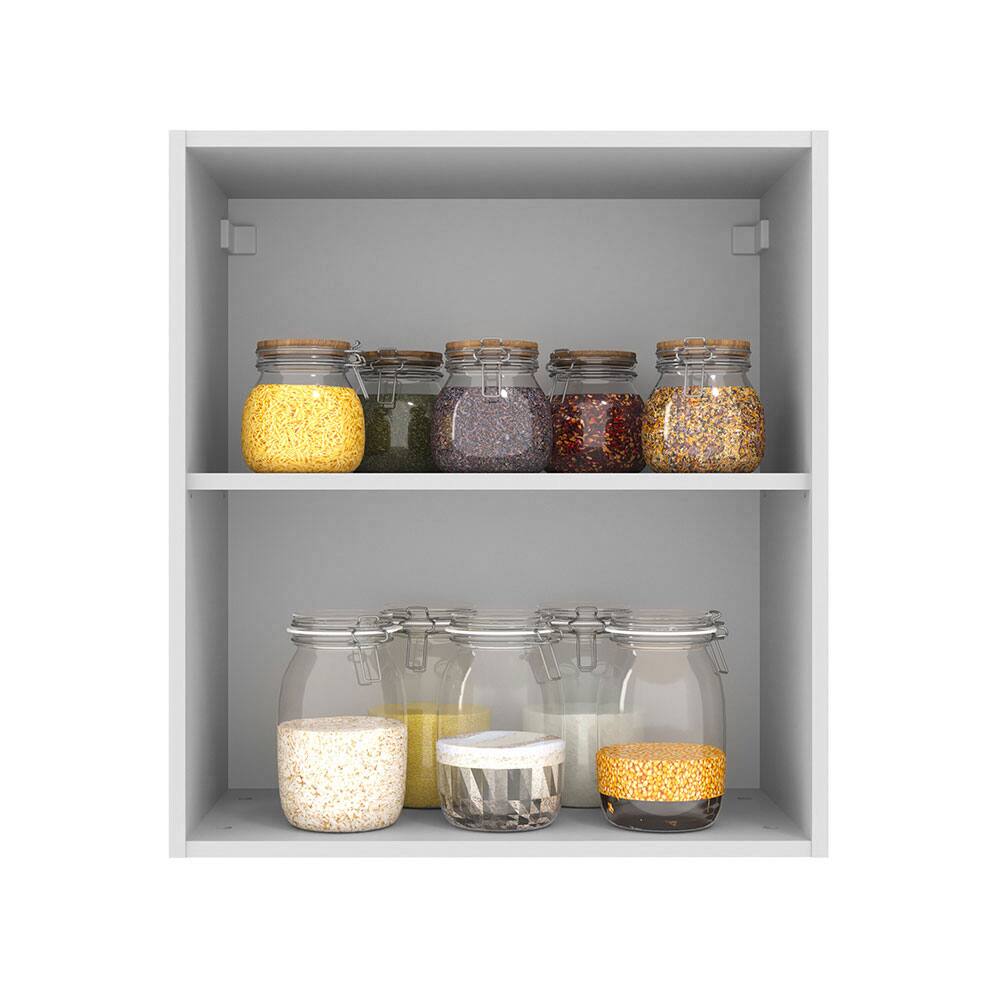 Left. Madesa - Madesa Hazel Wall Kitchen Storage Cupboard Cabinet with 1 Door 23"L - White - White.