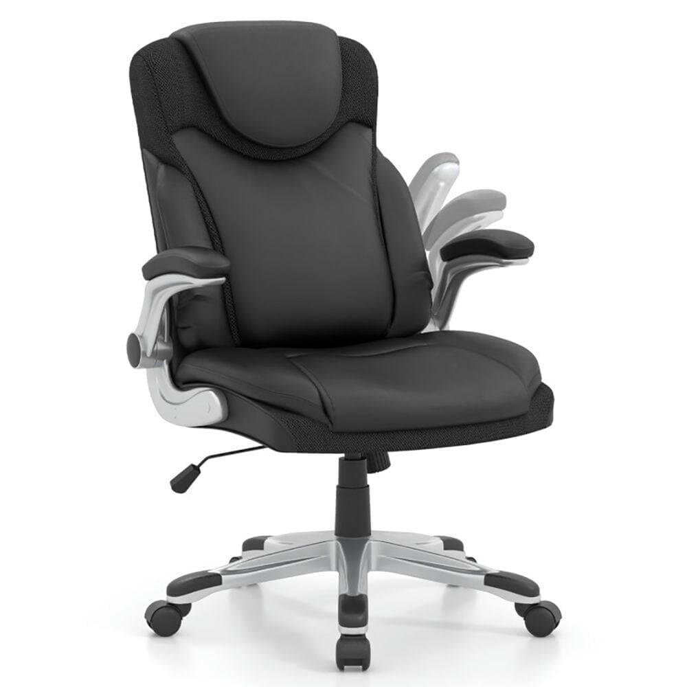 Kadyn - Office Chair, Ergonomic Desk Chairs,Computer Chair,Ergonomic Office PU Leather Executive Chair with Flip-up Armrests - Black