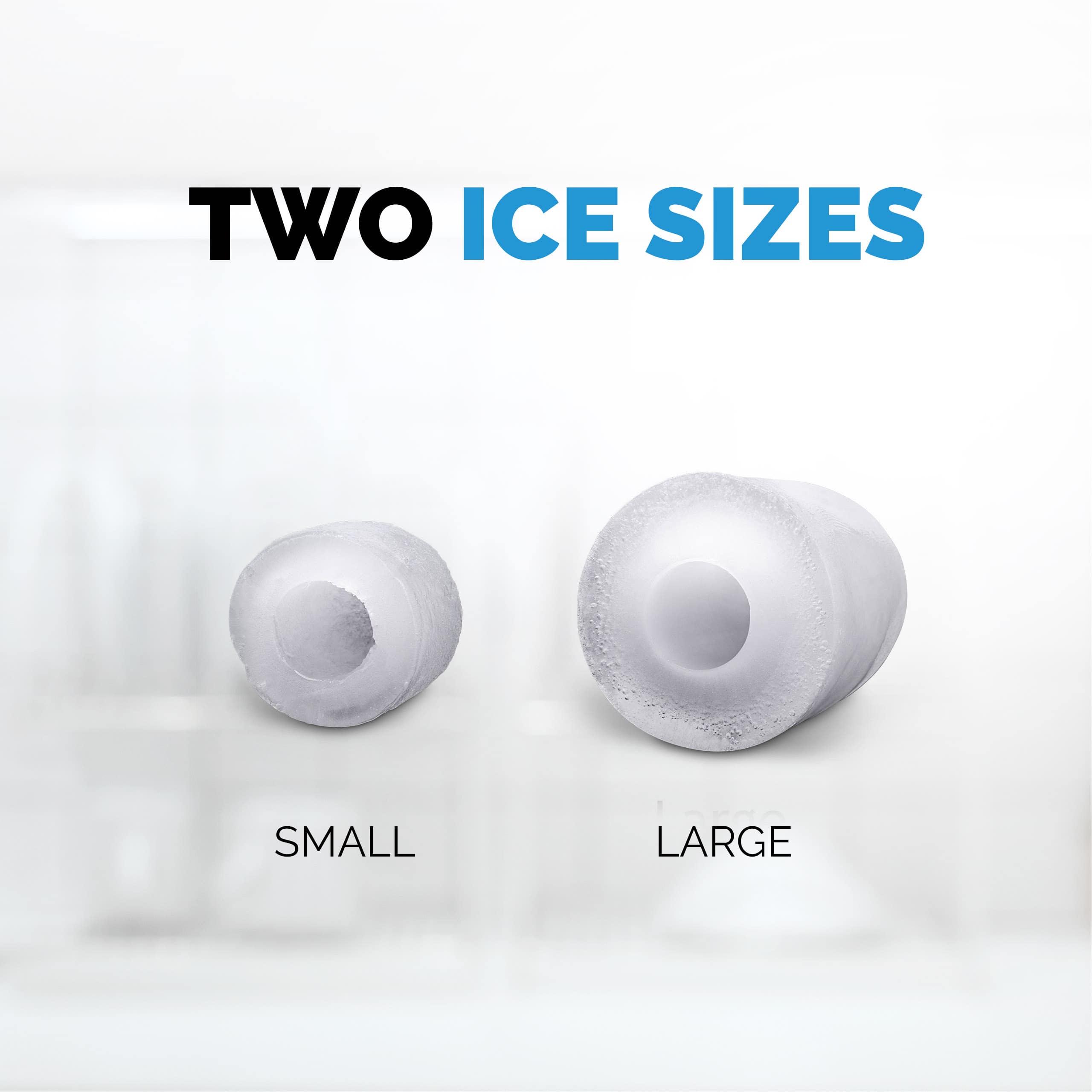 Two ice sizes: small and large.