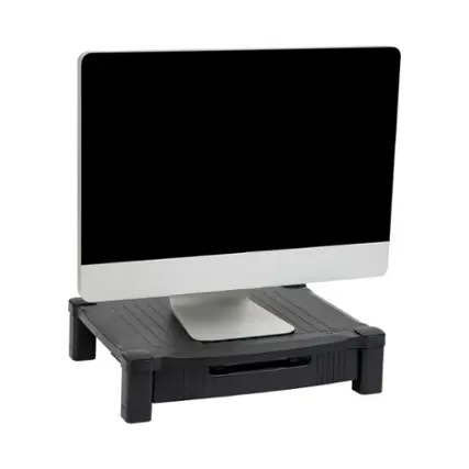 Front. Mind Reader - Monitor Stand, Storage Drawer, Desktop Organizer, Laptop Riser, Office, 17.25"L x 13.25"W x 4"H - Black.