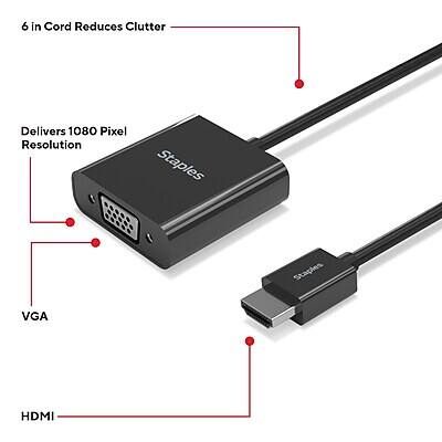6 in Cord Reduces Clutter  
Delivers 1080 Pixel Resolution  
VGA  
HDMI