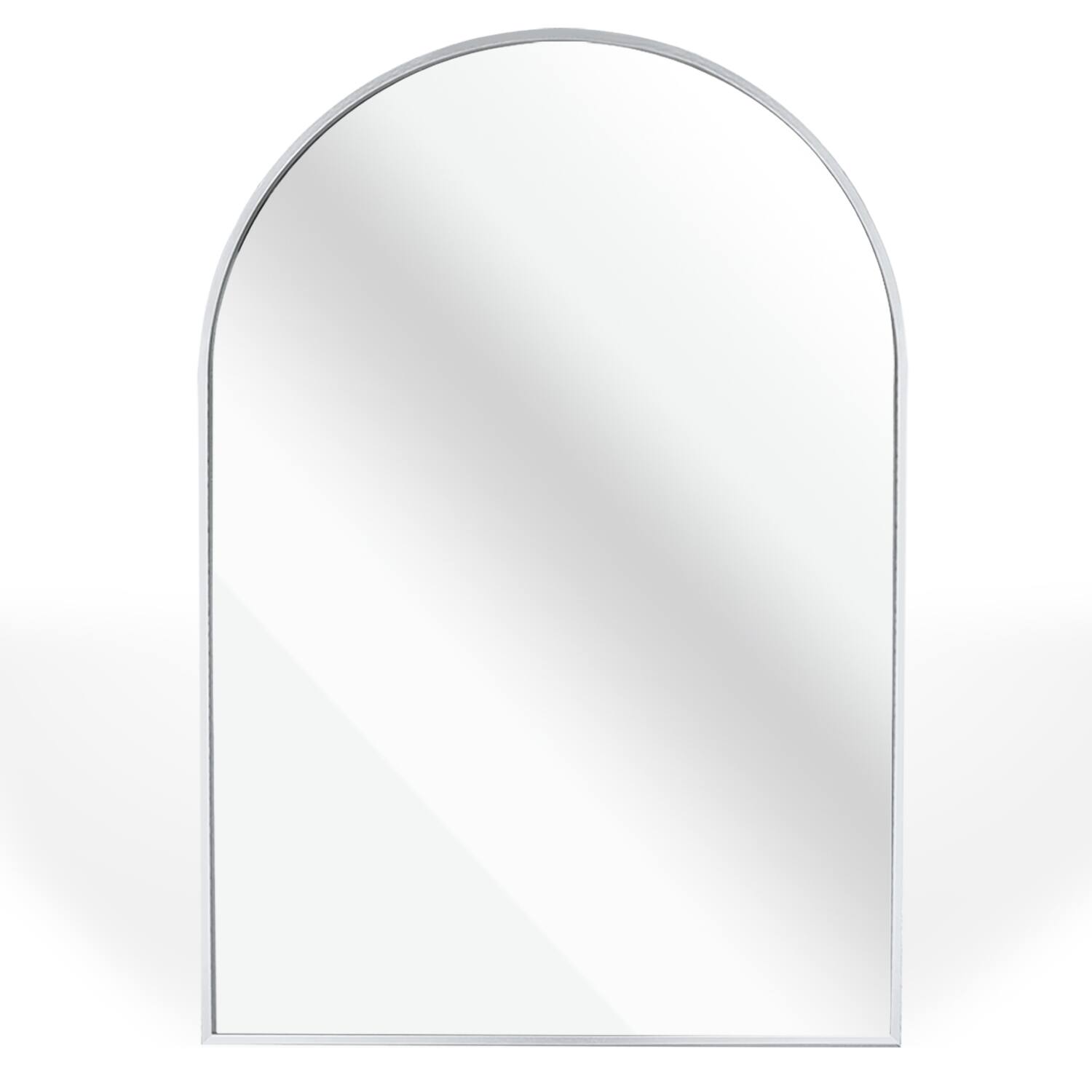 Alt View 3. Z-Edge - Arched Bathroom Mirror, 20"x 30", Wall Mounted, Vanity Mirror For Bedroom, Living Room and Entryway - Silver.