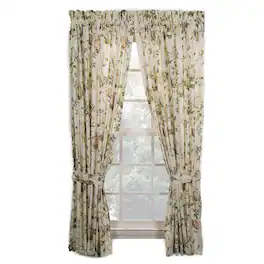Ellis Curtain - Abigail 100% 2-Piece Window Rod Pocket Panel Pairs With 2 Tie Backs 90x84" 90" x 84" - Multicolor
