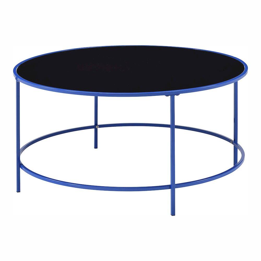 Furniture of America - Rockbel Contemporary Glass Top Round Coffee Table - Blue
