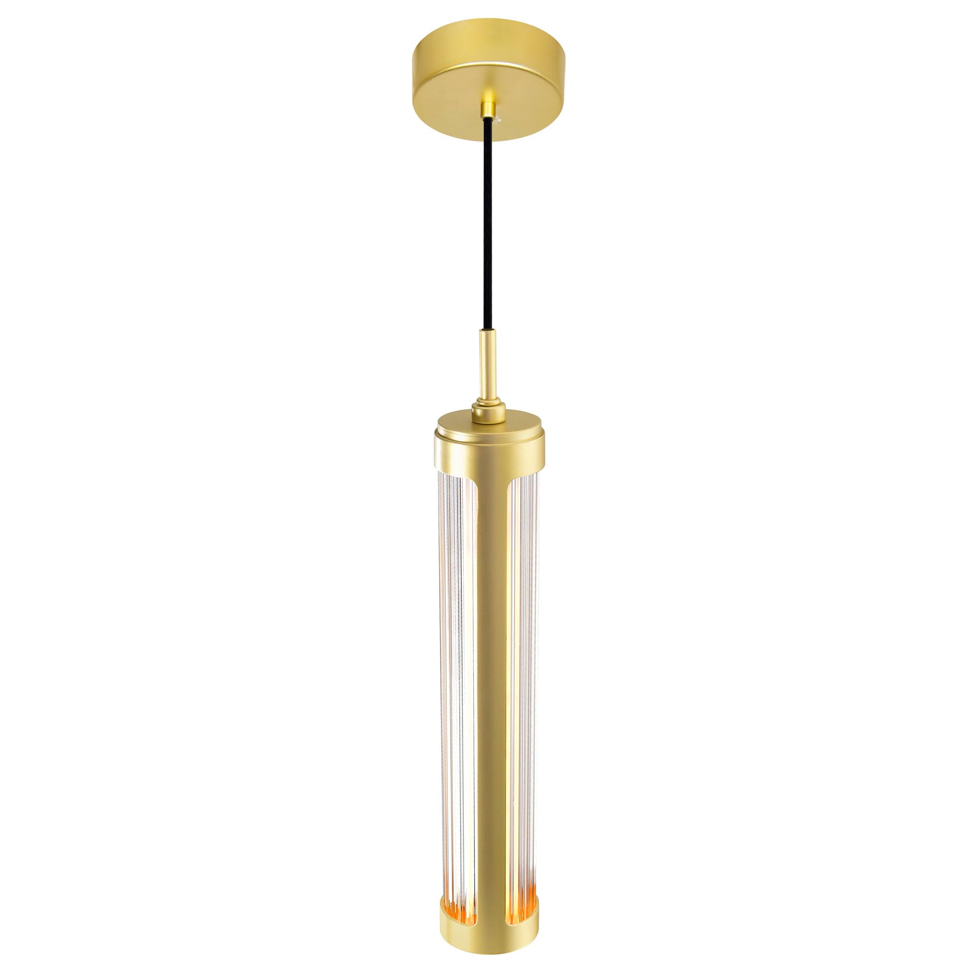 Left. CWI Lighting - Neva 3 in LED Integrated Satin Gold Pendant - Satin Gold.