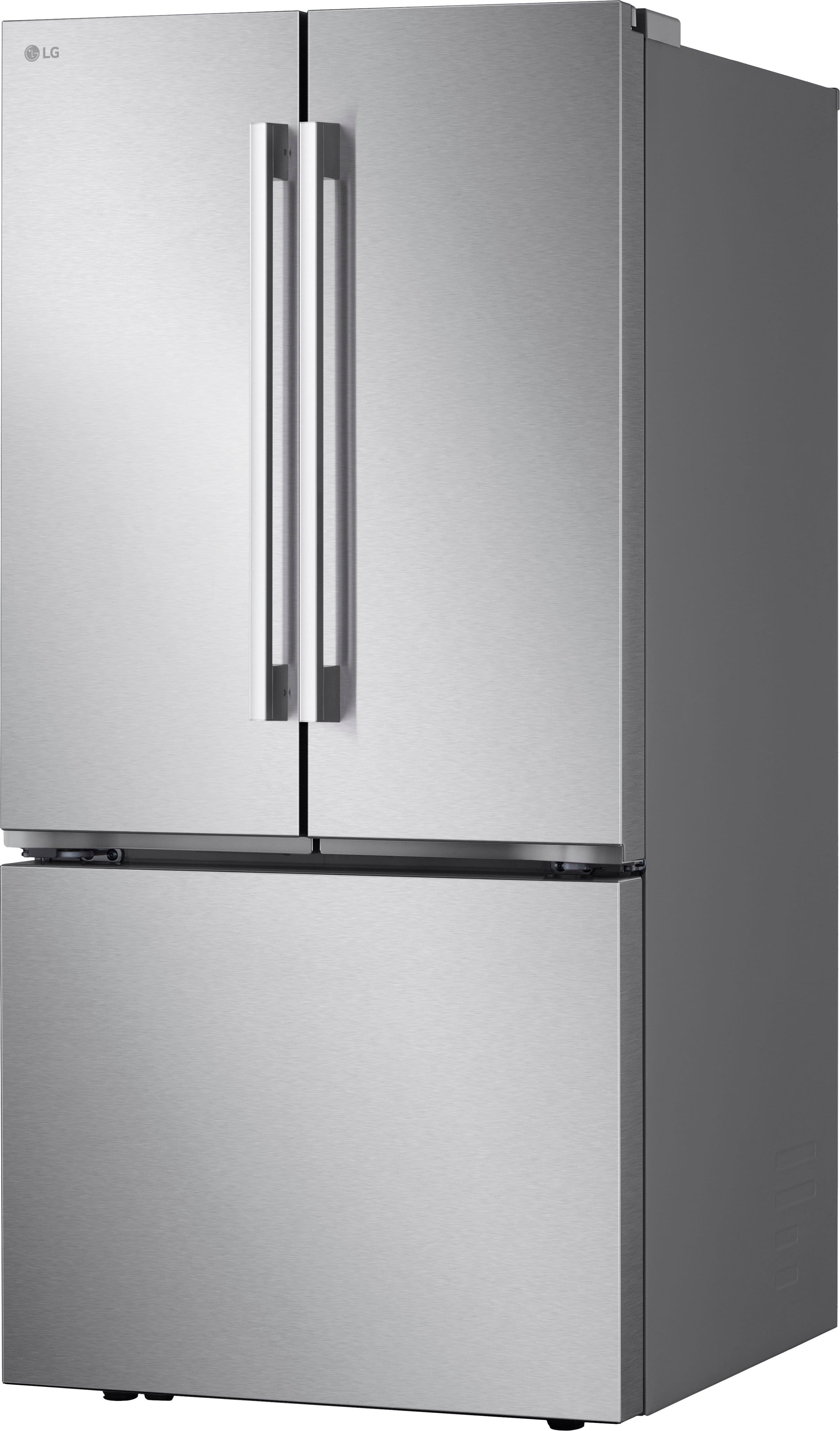 Left. LG - Standard Depth MAX 25.1 Cu. Ft. French Door Smart Refrigerator with Glide N' Serve Drawer - PrintProof Stainless Steel.