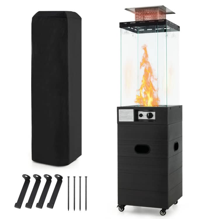 Mondawe - 40000 BTU Patio Heater Outdoor Propane Gas Heater with Cover and Wheels - Black