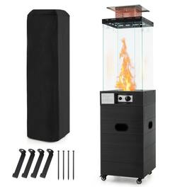 Mondawe - 40000 BTU Patio Heater Outdoor Propane Gas Heater with Cover and Wheels - Black