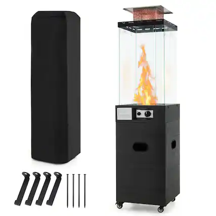 Front. Mondawe - 40000 BTU Patio Heater Outdoor Propane Gas Heater with Cover and Wheels - Black.
