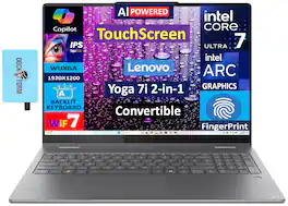 Lenovo - Yoga 7i 2-in-1 Laptop 16.0 WUXGA (Intel Ultra 7-256V, 16GB LPDDR5X, 1TB SSD, Win 11 Home) w/USB Hub - Luna Grey