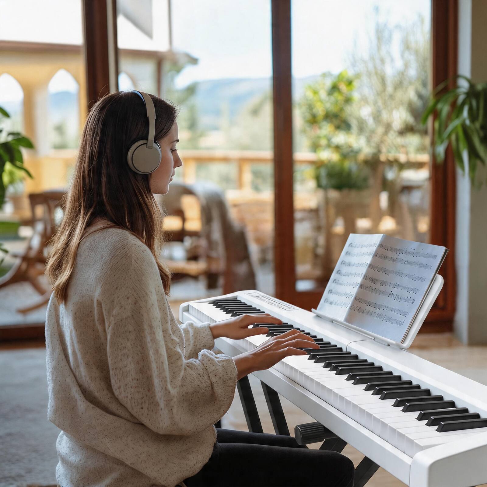 Alt View 3. Winado - 88 Key Electronic Keyboard Piano Set, Semi-Weighted Electric Piano Digital Piano with Dual X Stand.