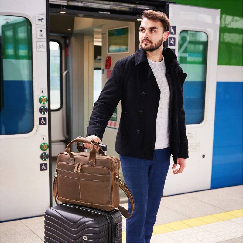 Alt View 6. Luxorro - Leather Laptop Bag for me. Fits 17" Laptops - Dark Brown.