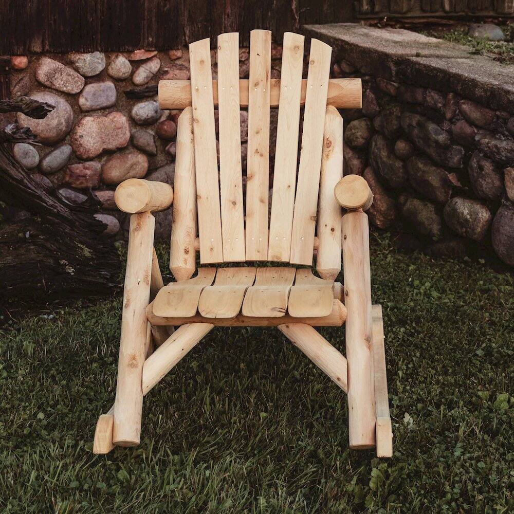Alt View 4. Contoured Comfort - Cedar Log Rocking Chair - Brown.