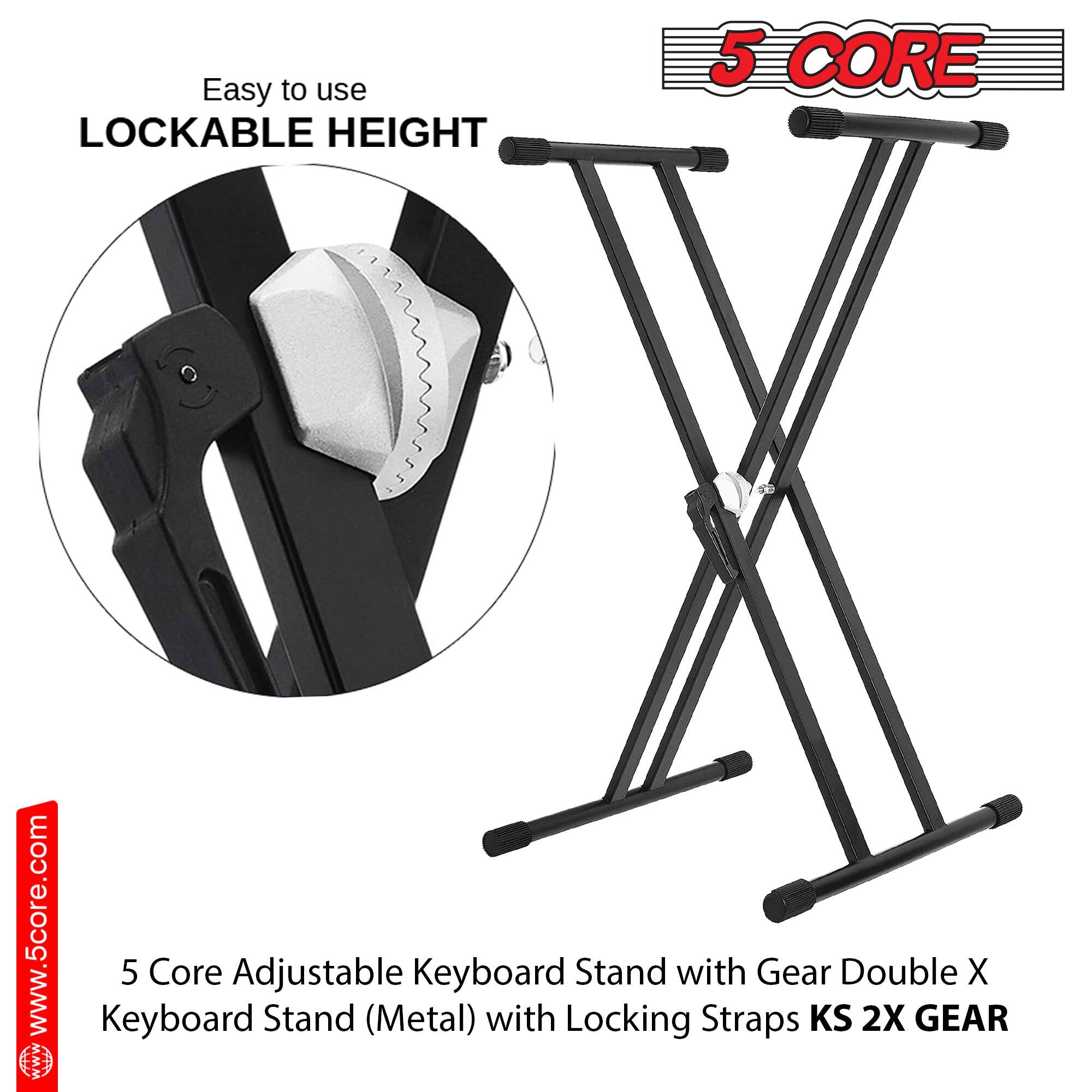 5 CORE, Easy to use, LOCKABLE HEIGHT, Keyboard, 5 Core Adjustable Stand (Metal) with Locking Stand with Straps, Gear KS Double 2X GEAR, www.5core.com