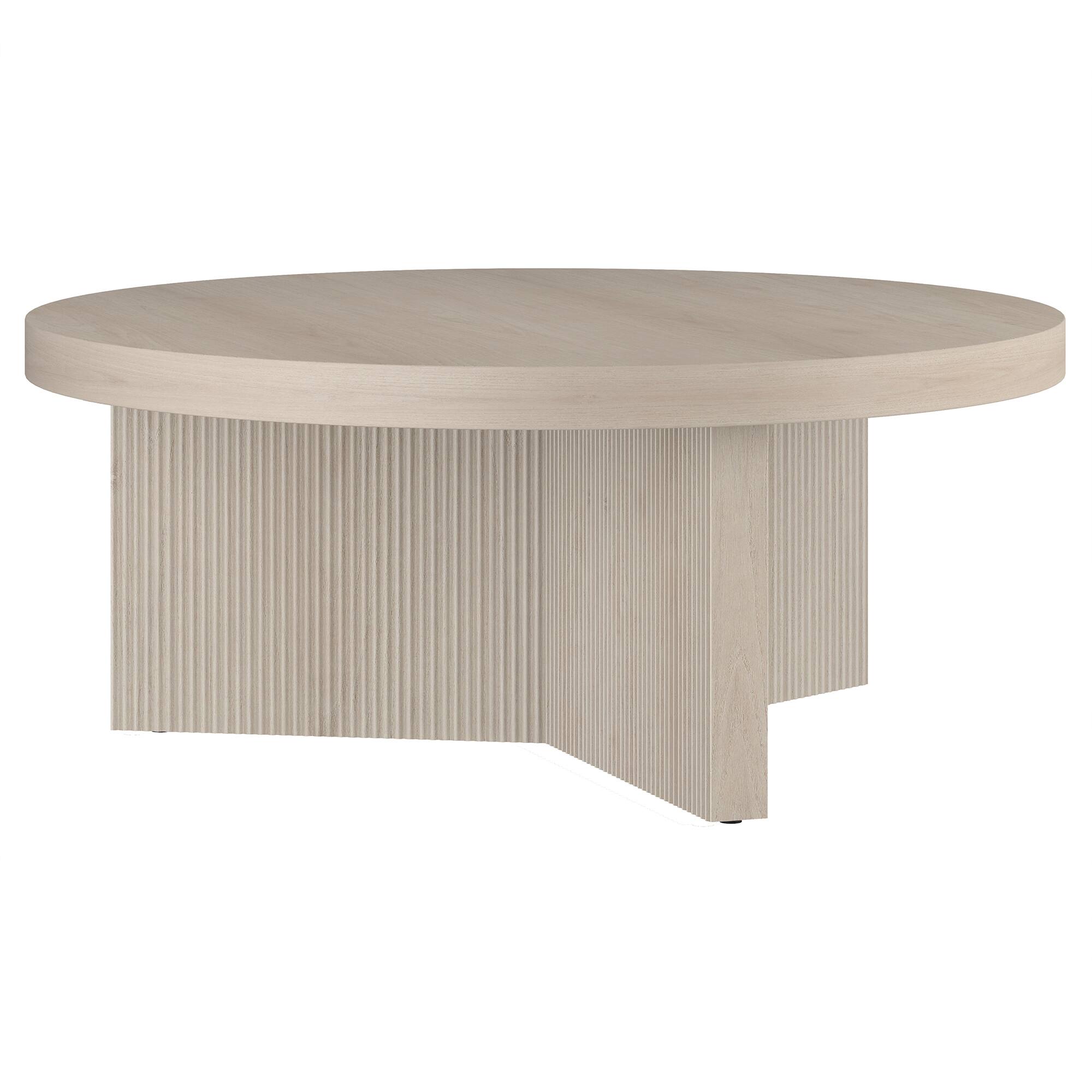 Hudson&Canal - Holm 36" Wide Round Fluted Coffee Table - White