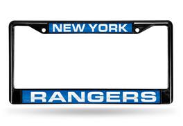 Rico Industries - New York Hockey Ranger's Black Metal Laser Cut License Plate Frame - Multi