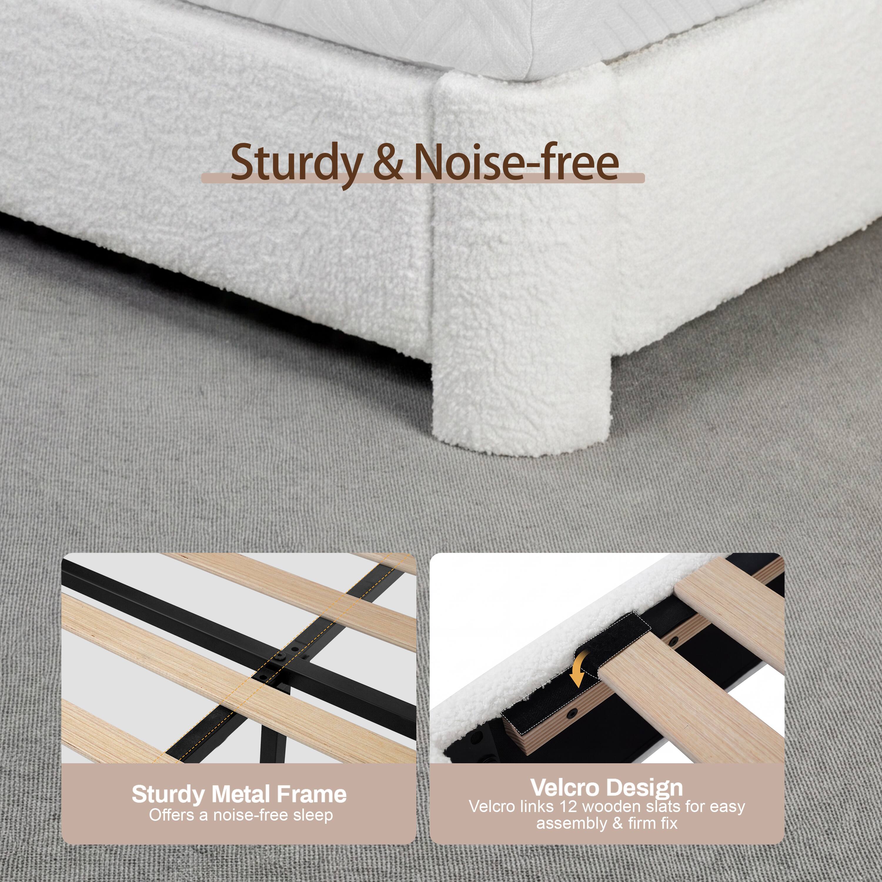 Sturdy & Noise-free

Sturdy Metal Frame Offers a noise-free sleep

Velcro Design Velcro links 12 wooden slats for easy assembly & firm fix