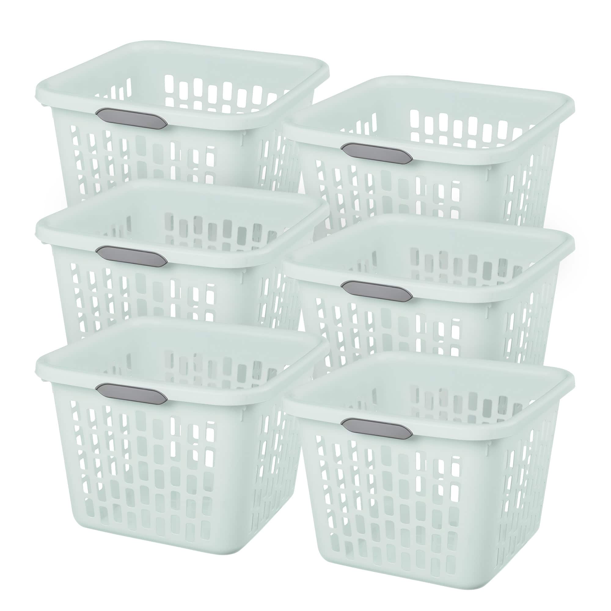 Sterilite - Laundry Basket, 1.5 Bushel Plastic Hamper with Handles, 6 Pack - Mint