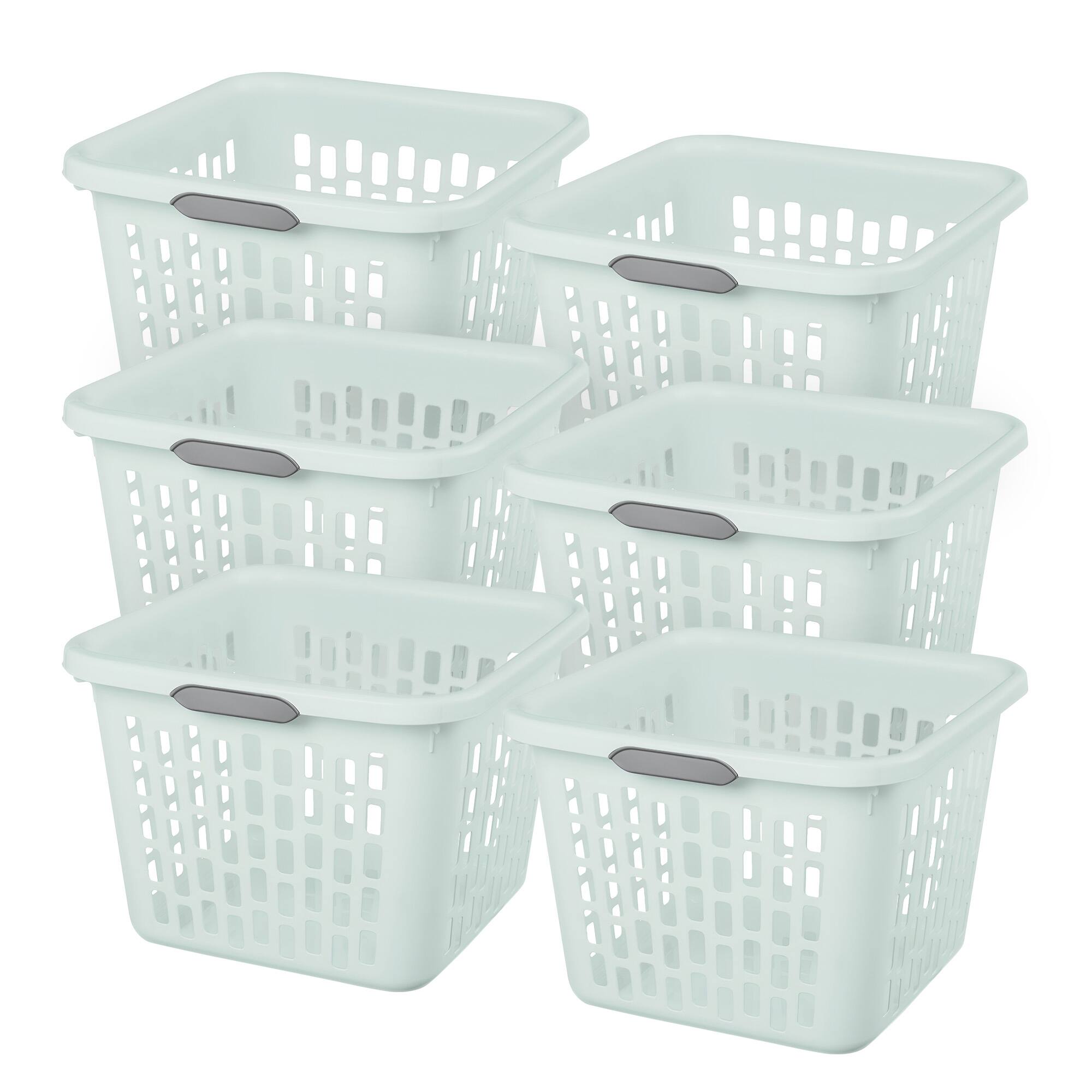 Front. Sterilite - Sterilite Laundry Basket, 1.5 Bushel Plastic Hamper with Handles, Mint, 6 Pack - Mint.