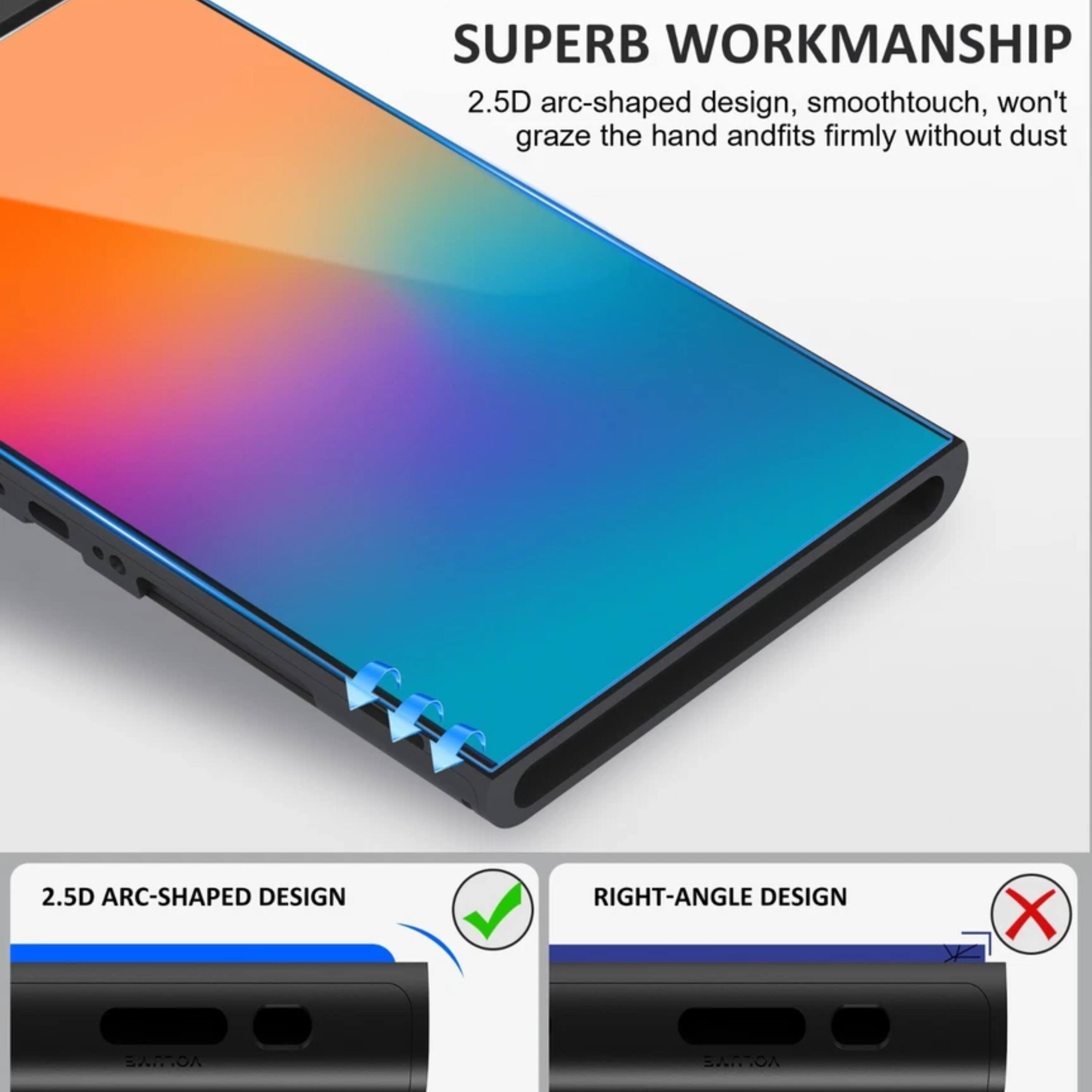 SUPERB WORKMANSHIP  
2.5D arc-shaped design, smooth touch, won't graze the hand and fits firmly without dust  

2.5D ARC-SHAPED DESIGN  
RIGHT-ANGLE DESIGN