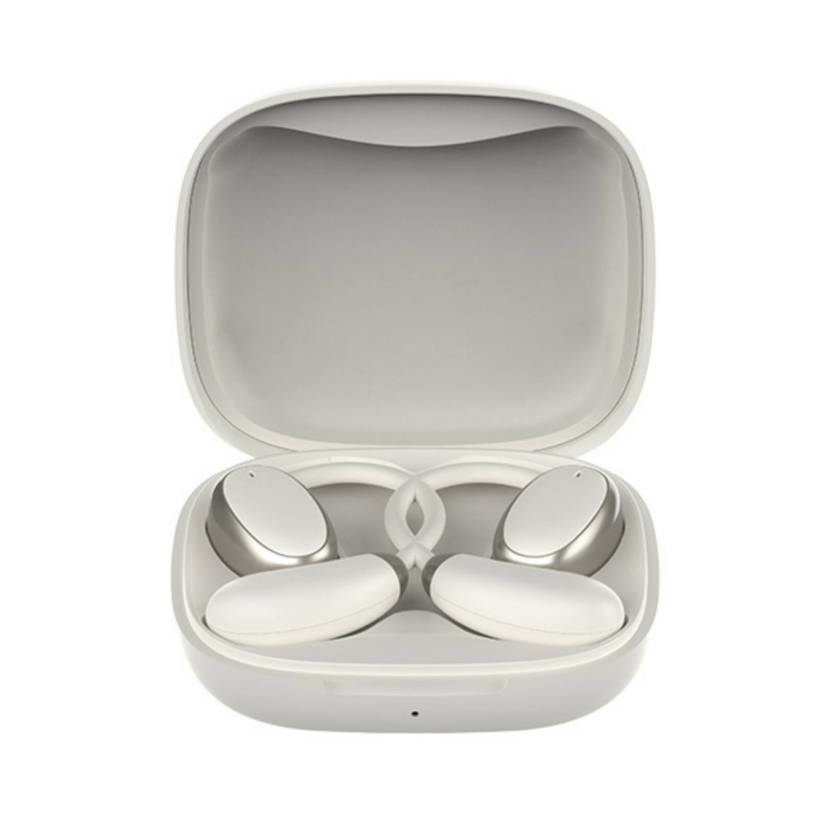 Front. RISOKEYS - Wireless Open-Ear Earbuds, Bone Conduction,Noise Cancelling, 40H Battery, for Sports, Commuting, Gamers - White.