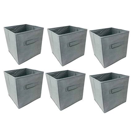 Front. Kitcheniva - 13" Fabric Storage Cube Basket Box Organizer With Fabric Handle 6 Pcs Light Gray - Light Gray.