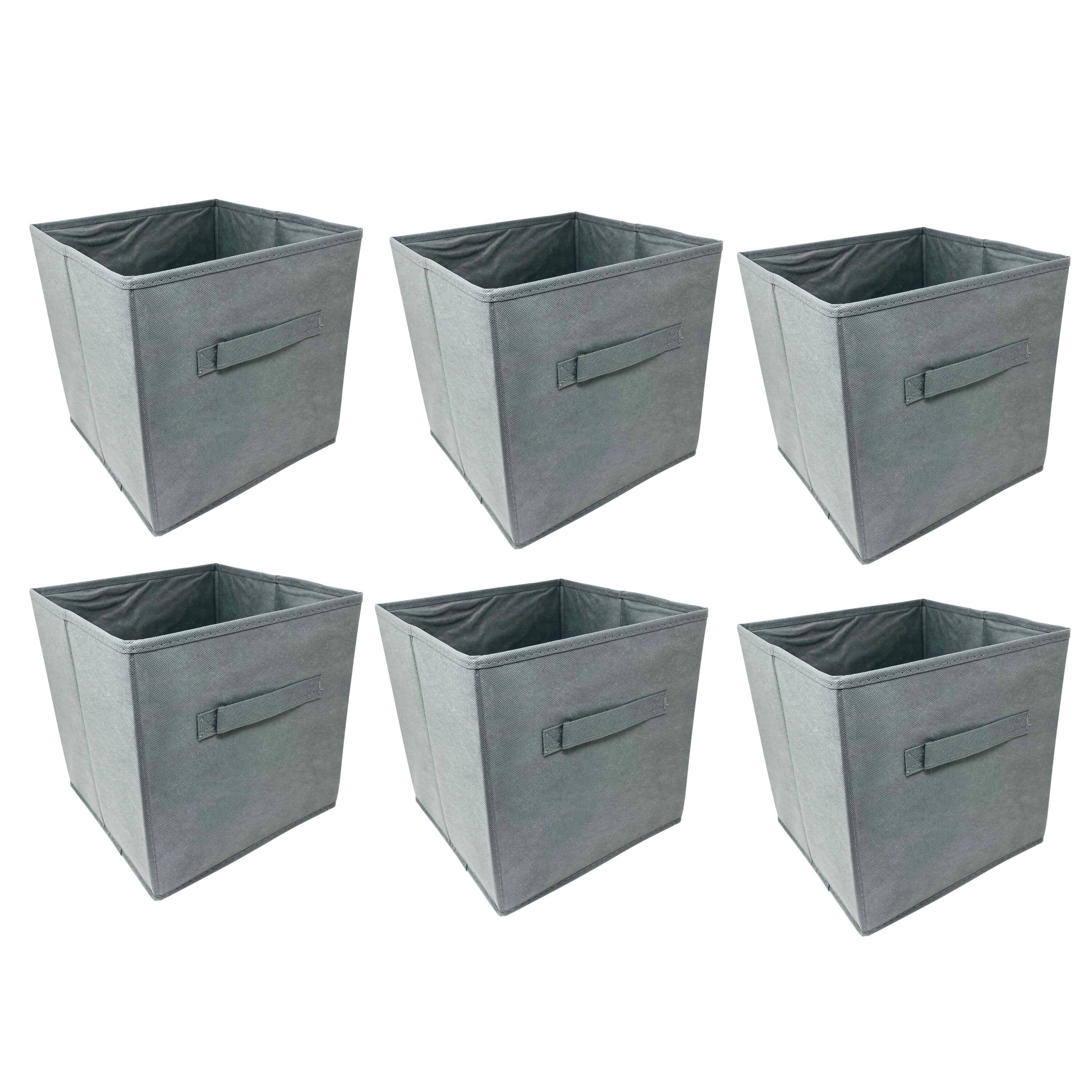 Front. Kitcheniva - 13" Fabric Storage Cube Basket Box Organizer With Fabric Handle 6 Pcs Light Gray - Light Gray.