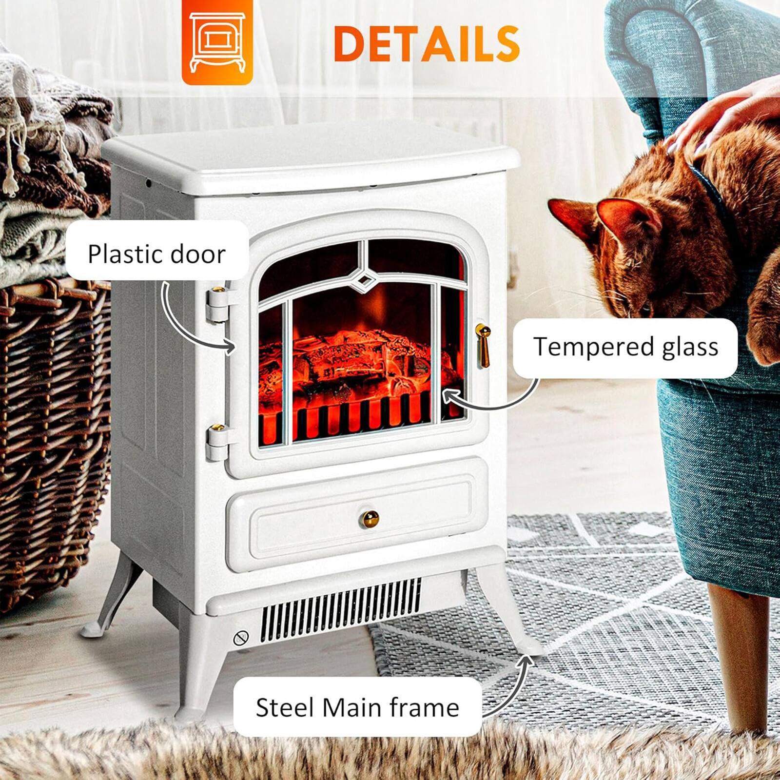 DETAILS  
- Plastic door  
- Tempered glass  
- Steel Main frame