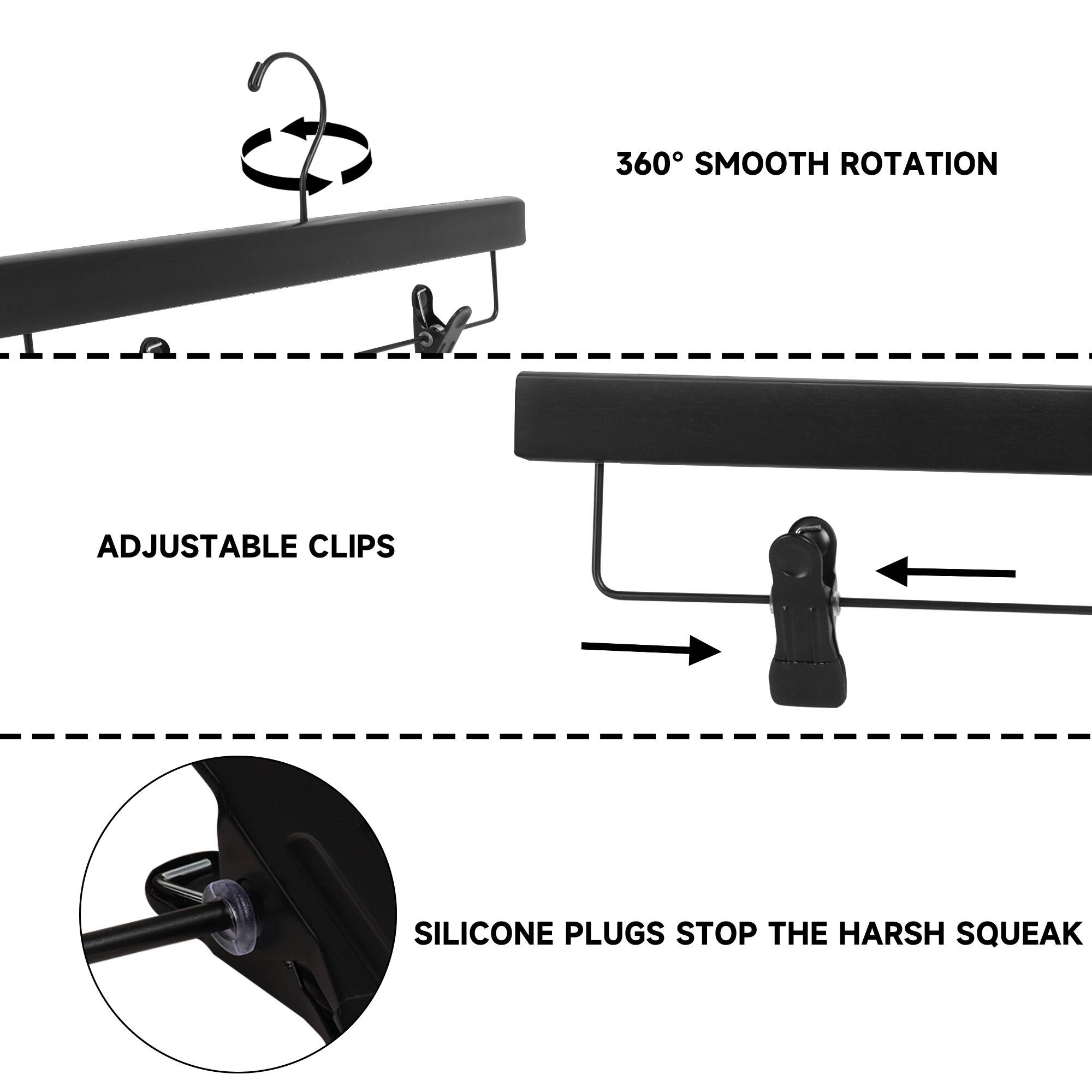 360° SMOOTH ROTATION

ADJUSTABLE CLIPS

SILICONE PLUGS STOP THE HARSH SQUEAK