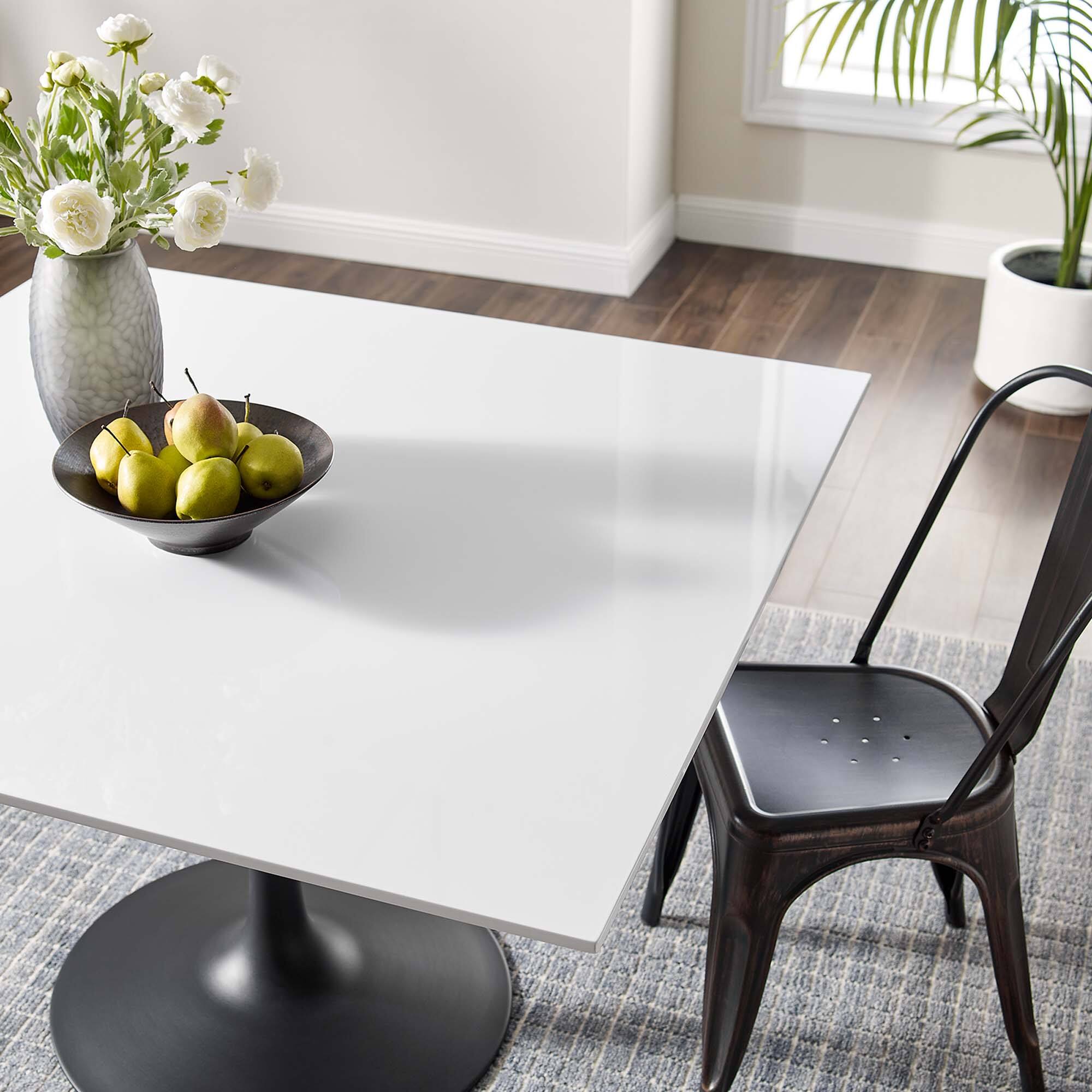Alt View 3. Modway - Lippa 48" Square Wood Dining Table by Modway - Black White.