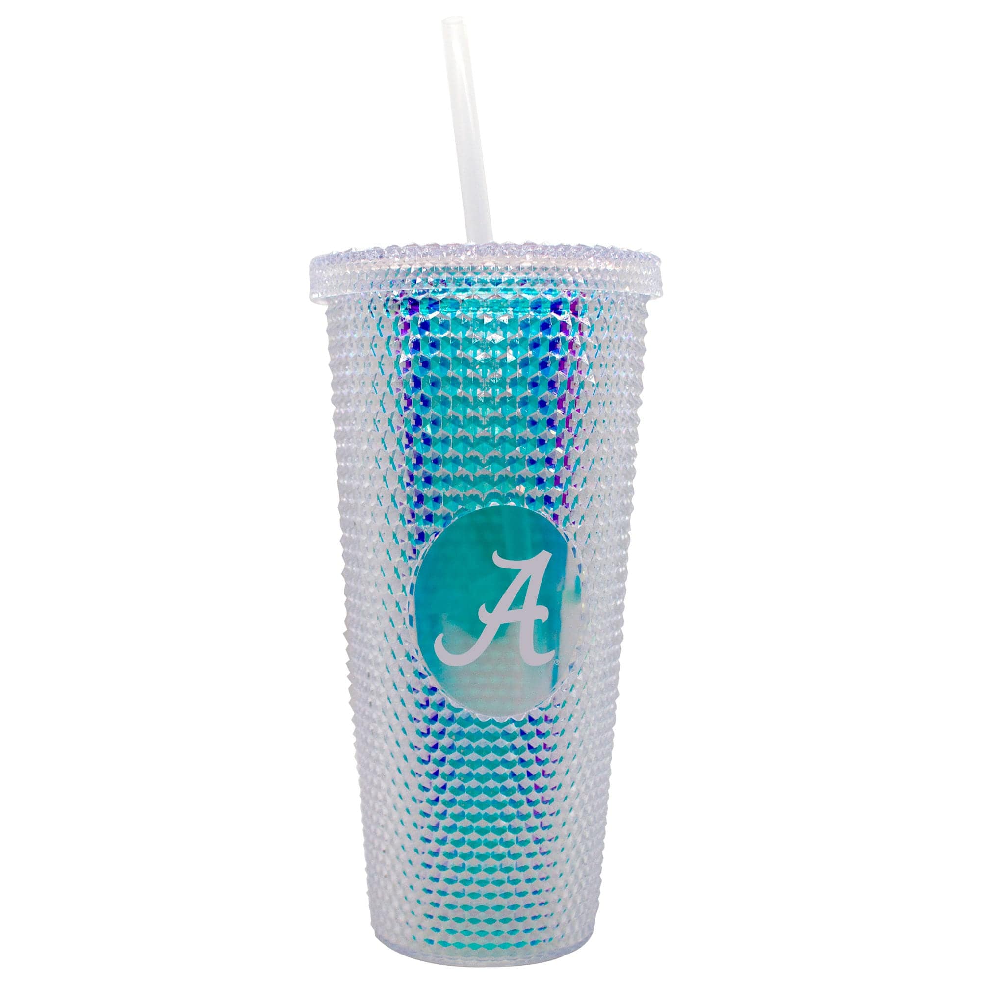 Logo Brands - Alabama Crimson Tide 24oz. Iridescent Studded Travel Tumbler with Straw - Multicolor