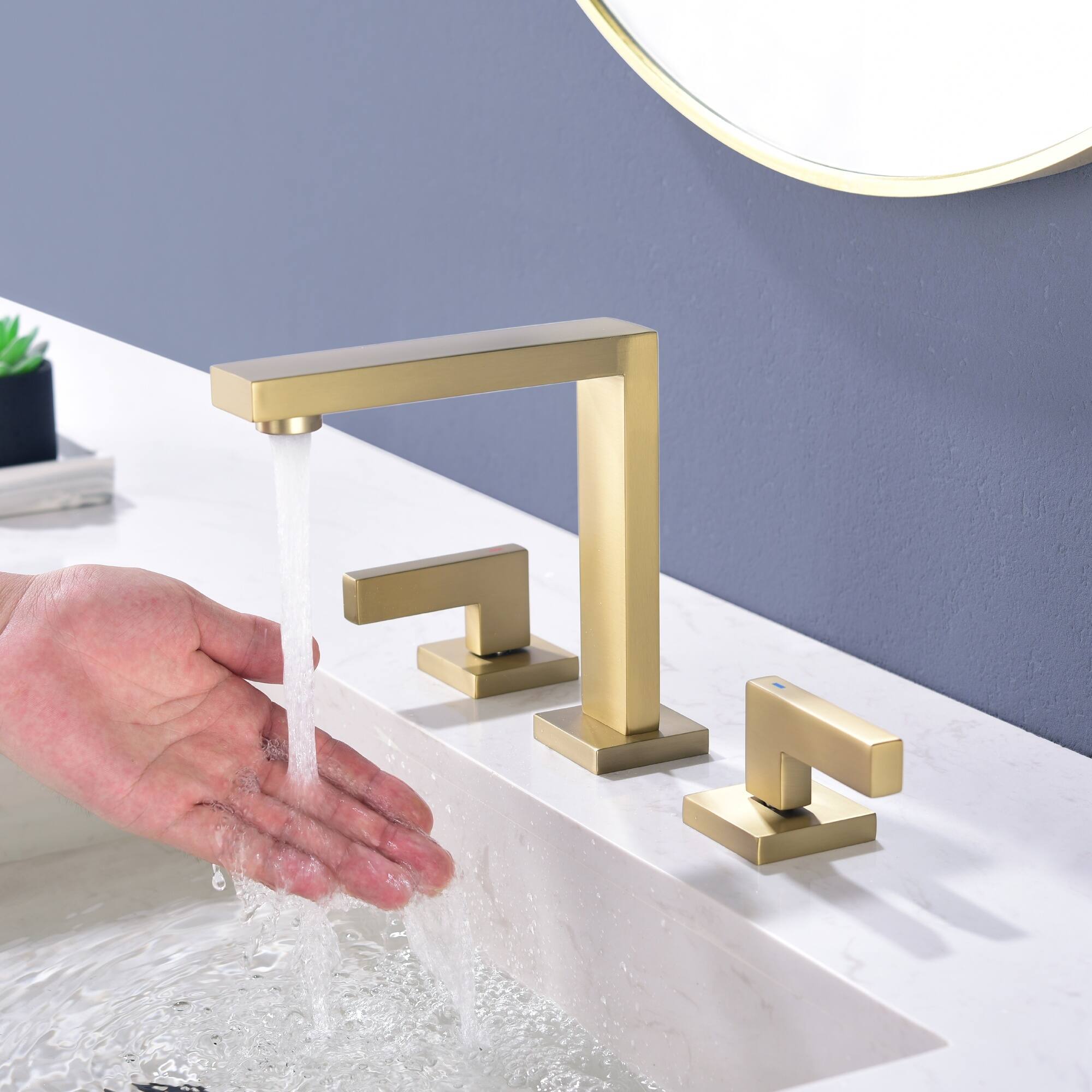 Alt View 3. Boyel Living - Brushed Gold Widespread Bathroom Faucet Dual Handle 1.2GPM - Brushed Gold.