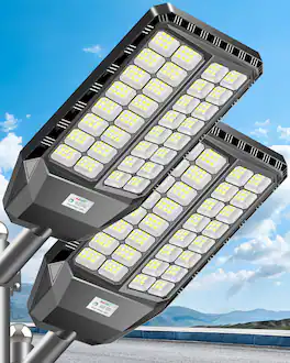 Adewalk - 10000W 6500K IP67 Motion Sensor Solar Light Waterproof Bright LED Lamp for Yard Driveway Parking 2pack - Black