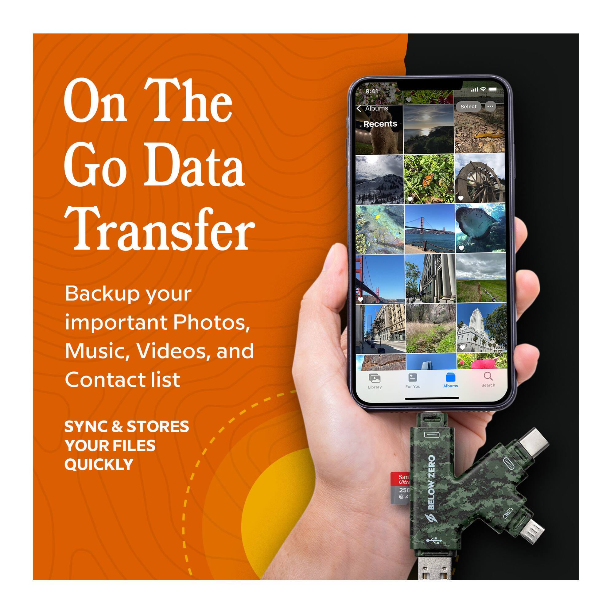 On The Go Data Transfer

Backup your important Photos, Music, Videos, and Contact list

SYNC & STORES YOUR FILES QUICKLY