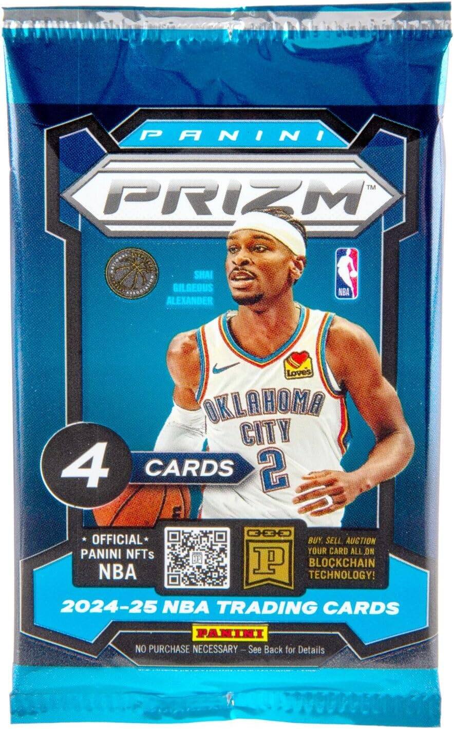 PANINI PRIZM  
NATIONAL  
SHAI GILGEOUS ALEXANDER  
OKLAHOMA CITY  
4 CARDS  
OFFICIAL PANINI NFTs NBA  
BUY, SELL, AUCTION YOUR CARD ALL ON BLOCKCHAIN TECHNOLOGY!  
2024-25 NBA TRADING CARDS  
NO PURCHASE NECESSARY - See Back for Details