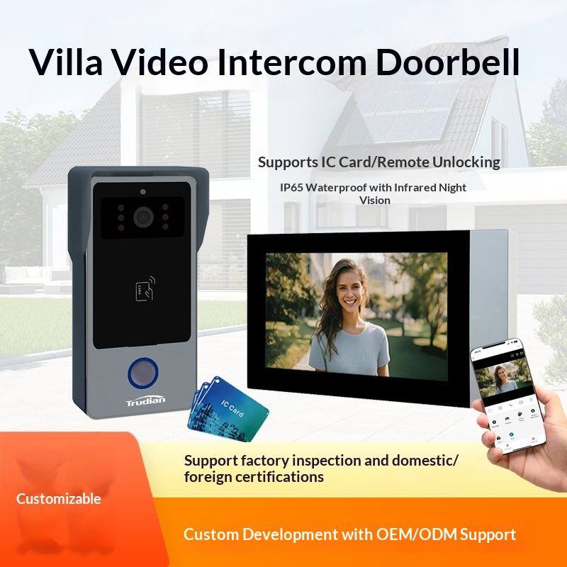Villa Video Intercom Doorbell

- Supports IC Card/Remote Unlocking
- IP65 Waterproof with Infrared Night Vision
- Customizable
- Support factory inspection and domestic/foreign certifications
- Custom Development with OEM/ODM Support