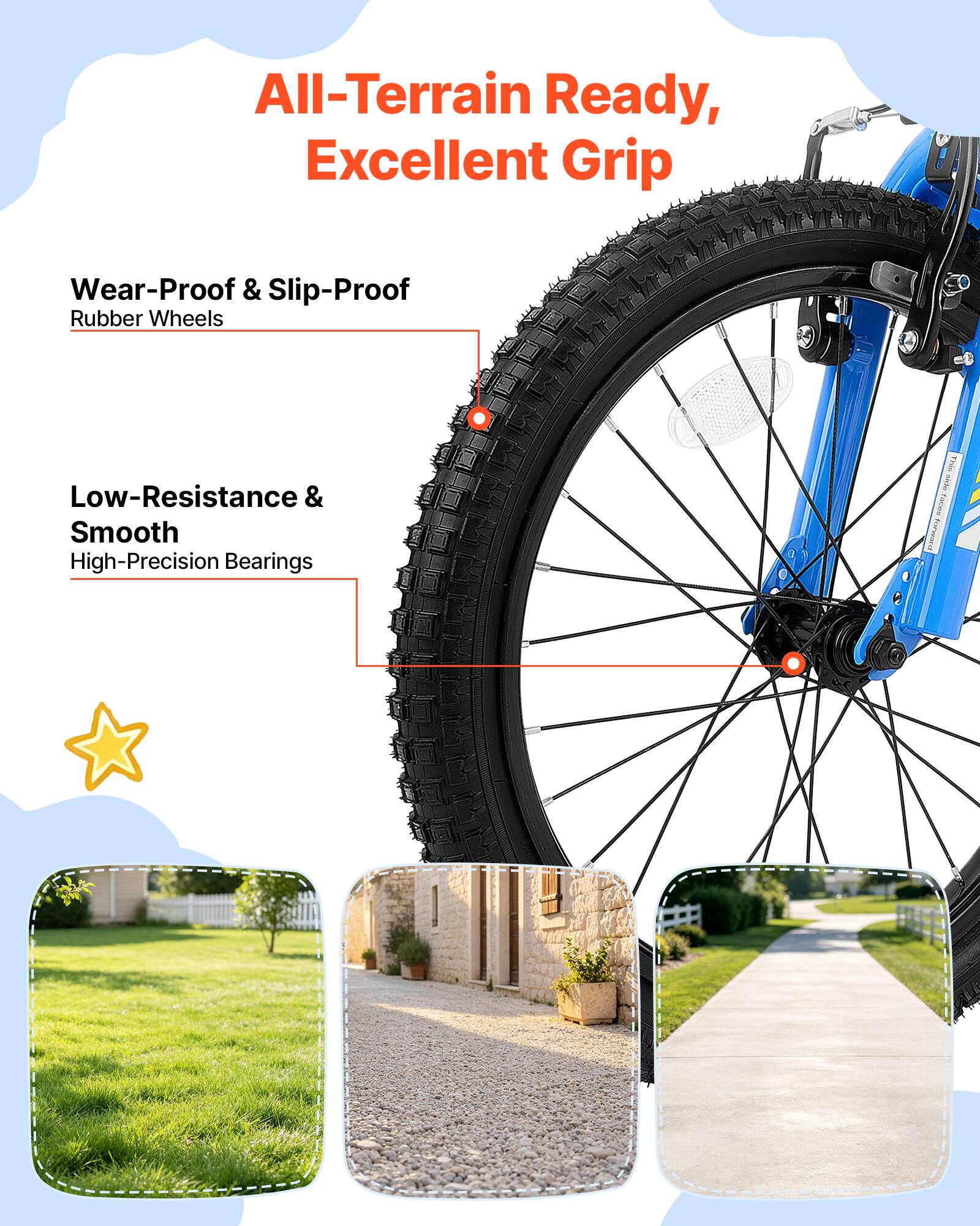 All-Terrain Ready, Excellent Grip

Wear-Proof & Slip-Proof Rubber Wheels

Low-Resistance & Smooth High-Precision Bearings