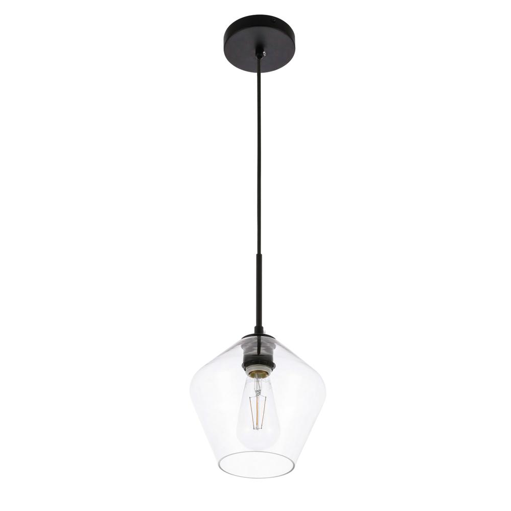 Alt View 4. Living District - Gene 1 light Black and Clear glass pendant - Black And Clear Glass.