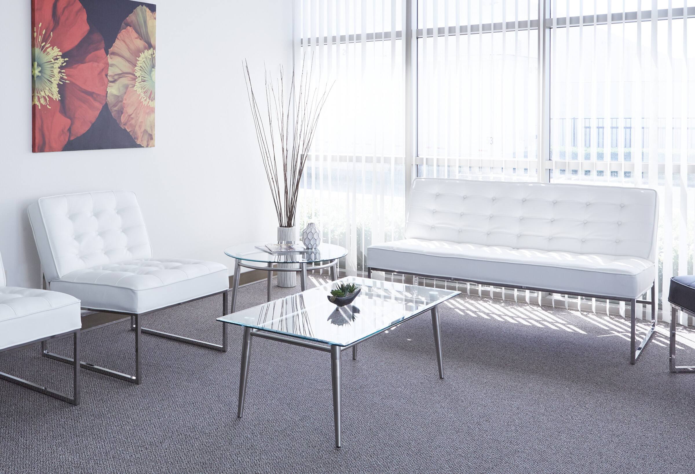 Alt View 1. OSP Home Furnishings - Brooklyn Glass Top Coffee Table - Glass/Brushed Nickel Finish.