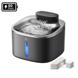 Oneisall - 3.5L 118oz Cordless Automatic Pet Water Fountain For Dog Cat Quiet Stainless Steel with Motion Sensor BPA Free 3 Filters - Black