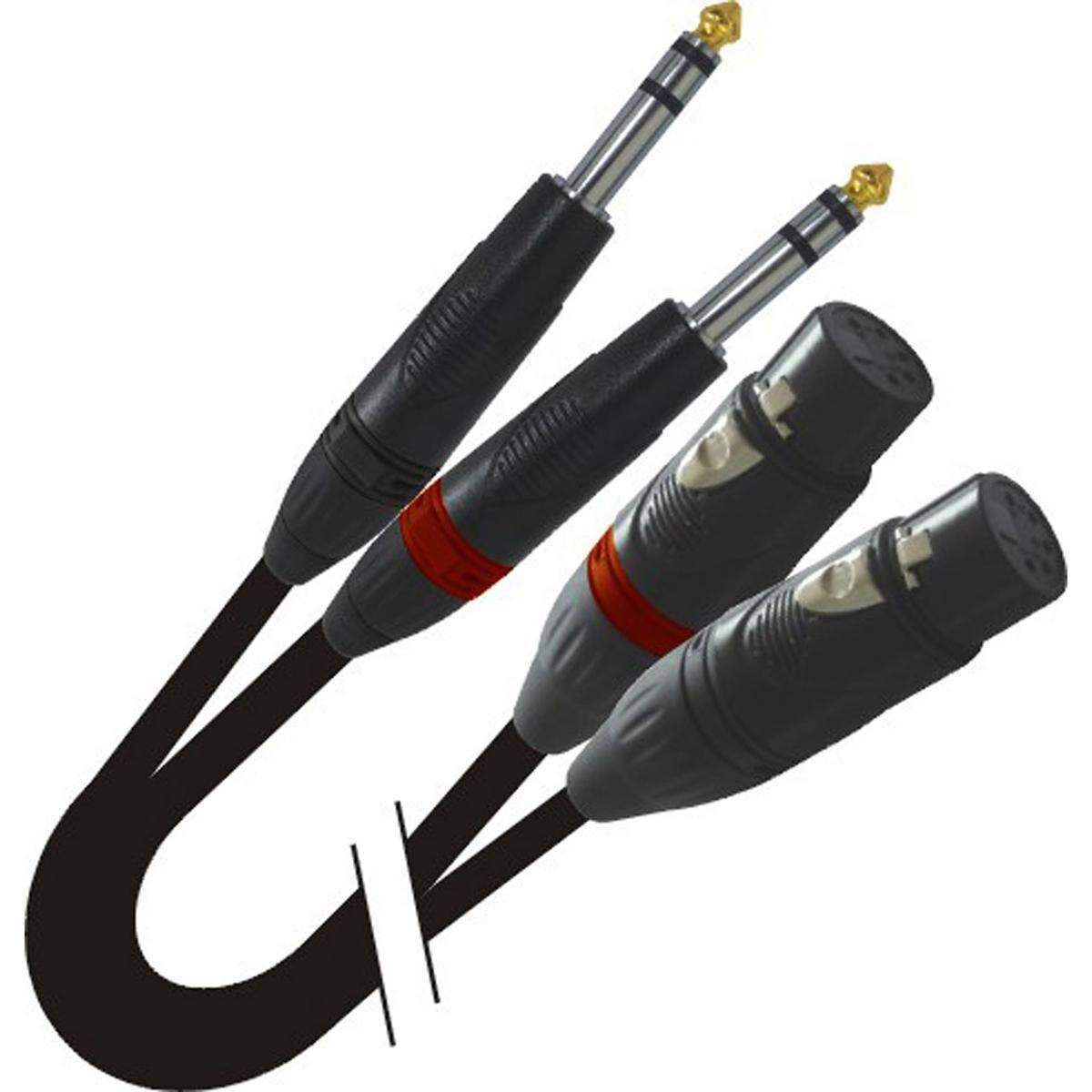 Front. ProX - ProX XC-DSXF03 3' Dual 1/4" TRS-M to Dual XLR3-F Balanced Audio Cable.