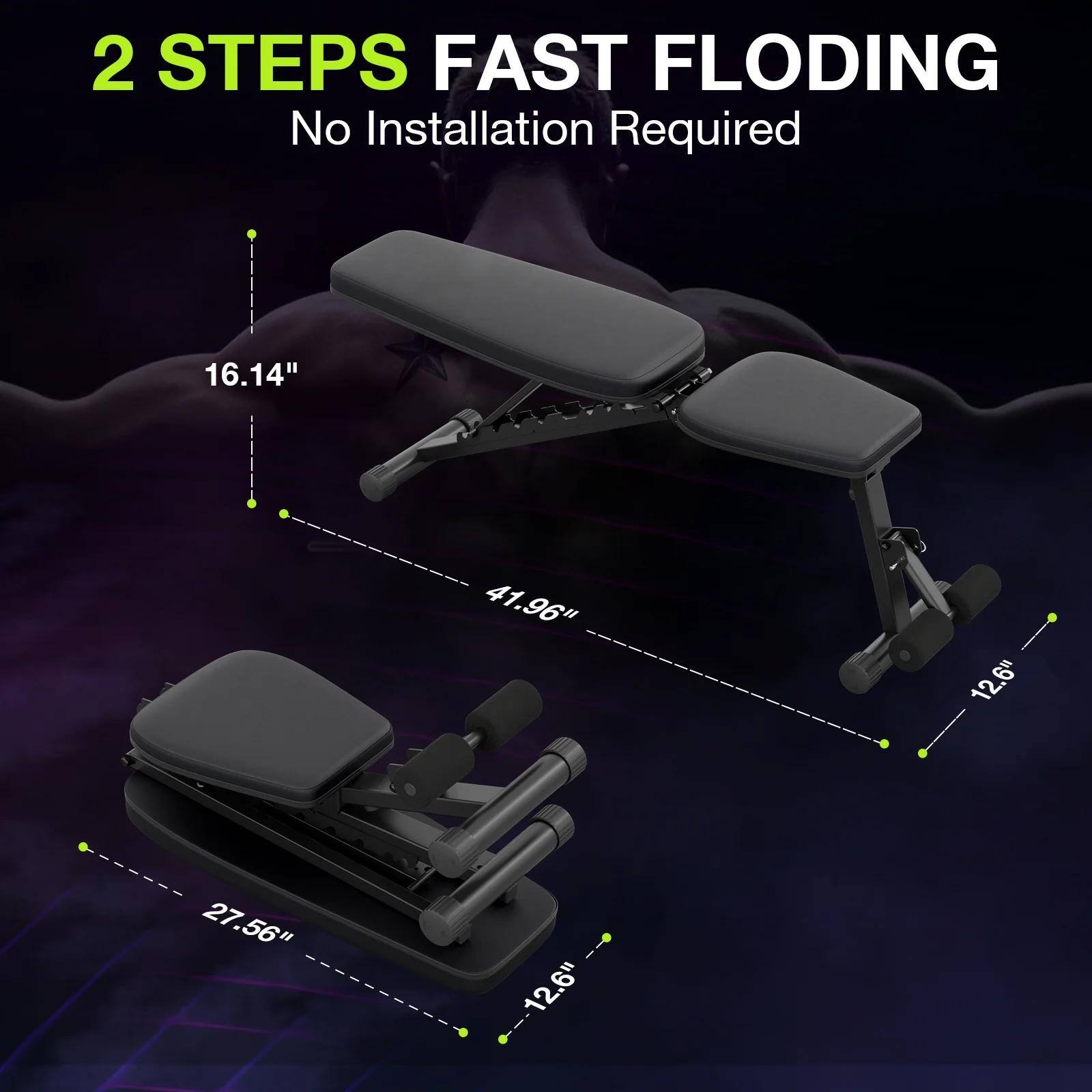 2 STEPS FAST FOLDING  
No Installation Required  

16.14"  
41.96"  
12.6"  
27.56"  
12.6"