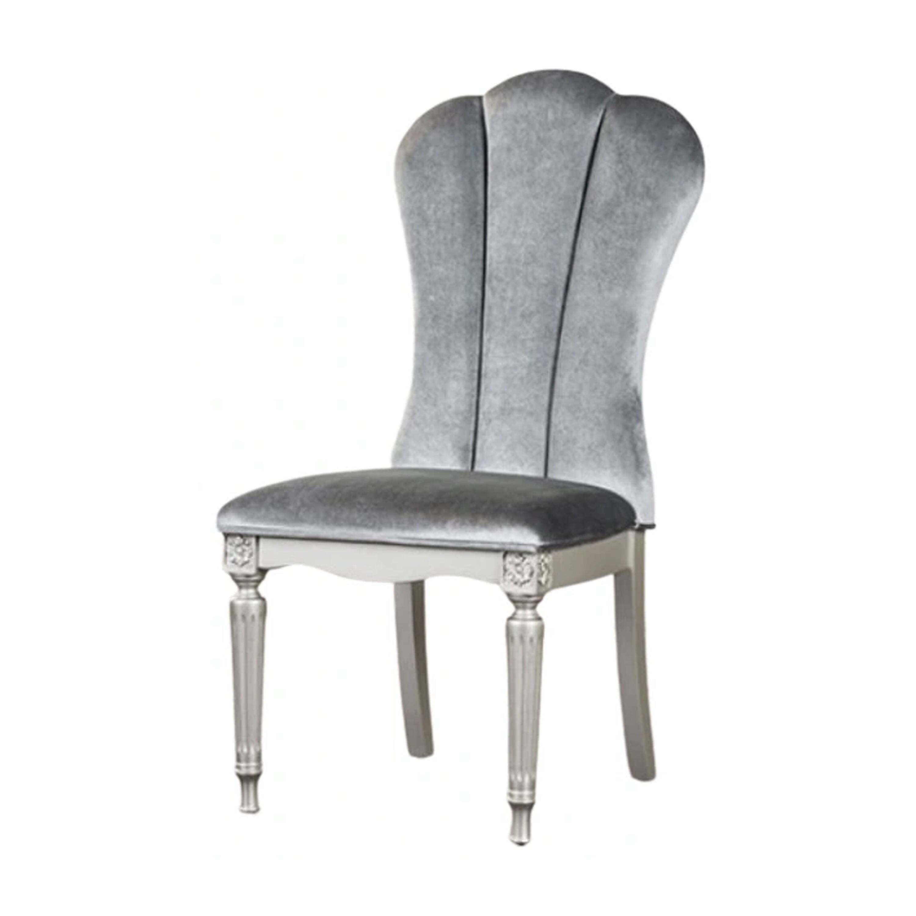 Alt View 1. Manhattan Lane - Hixe Side Dining Chair Set of 2, Gray Fabric Cushioned Seats - Silver, Light Gray.
