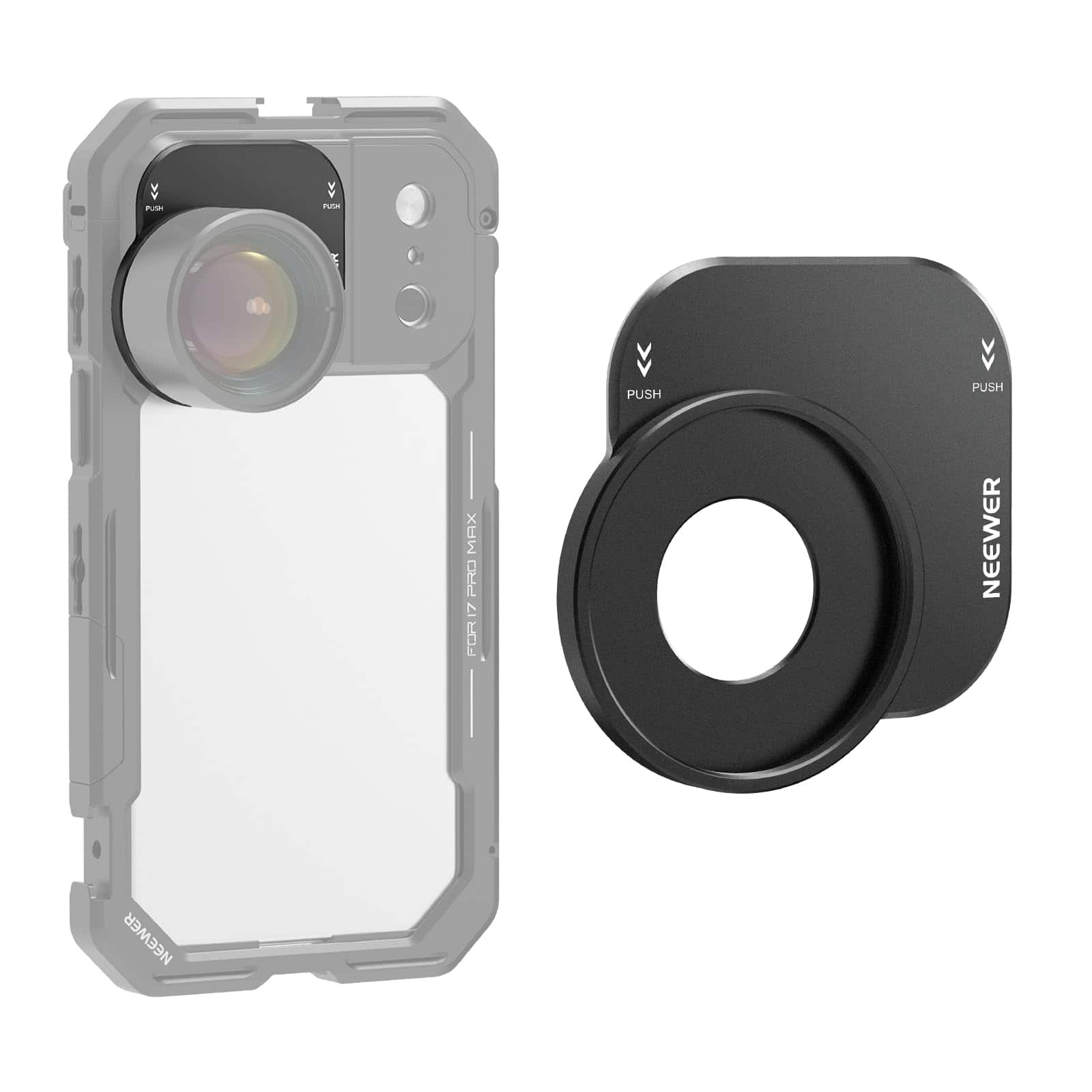 Neewer - 37mm Filter Lens Backplate for PA143/PA144 Phone Cage, Quick Release, PA152 - Black