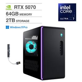 Alienware - Aurora ACT1250 Desktop PC (Ultra 7 265F, 64GB, 2TB SSD, GeForce RTX 5070, WiFi 7, Win 11 Pro) w/USB Hub - Black
