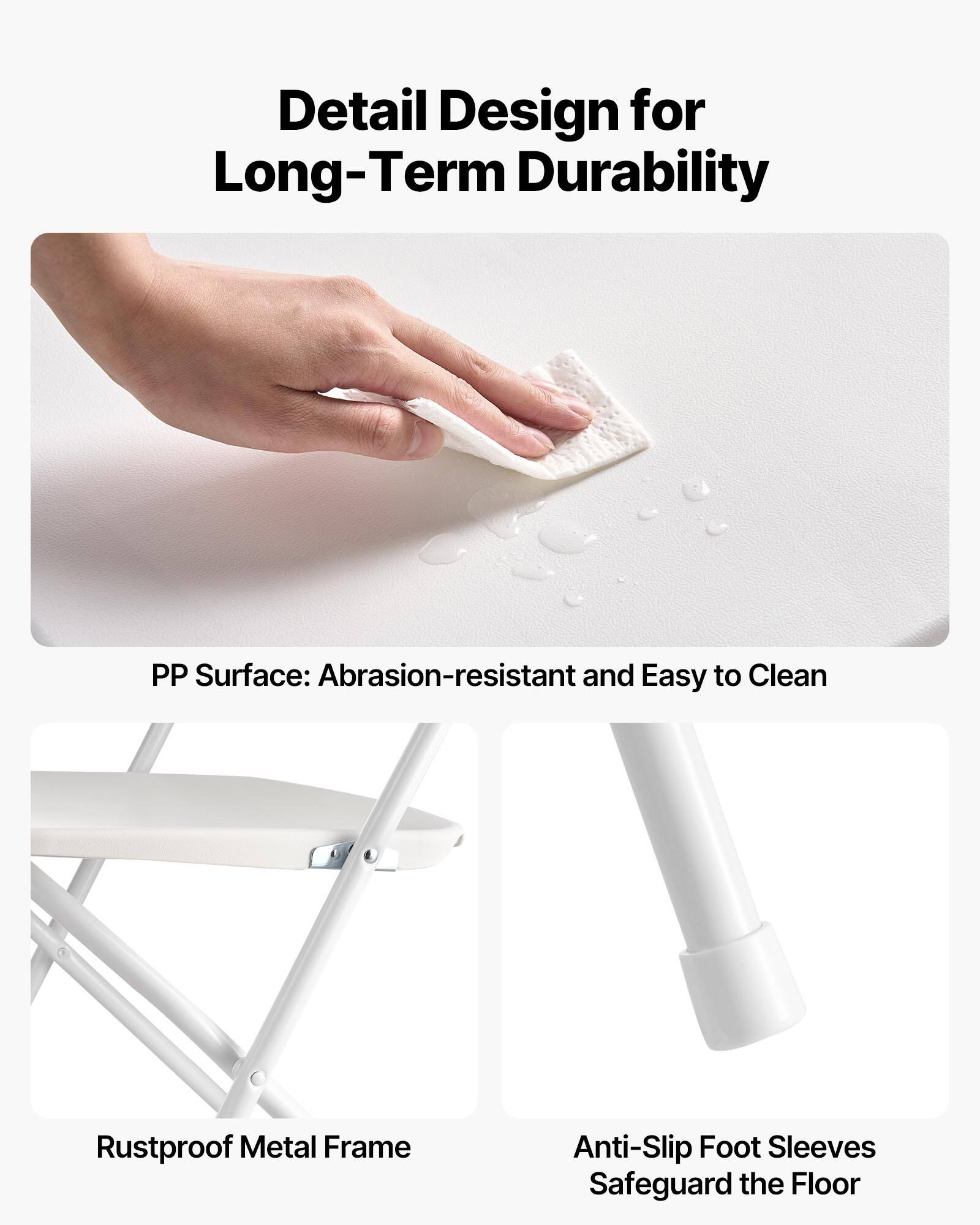 Detail Design for Long-Term Durability

PP Surface: Abrasion-resistant and Easy to Clean

Rustproof Metal Frame

Anti-Slip Foot Sleeves Safeguard the Floor